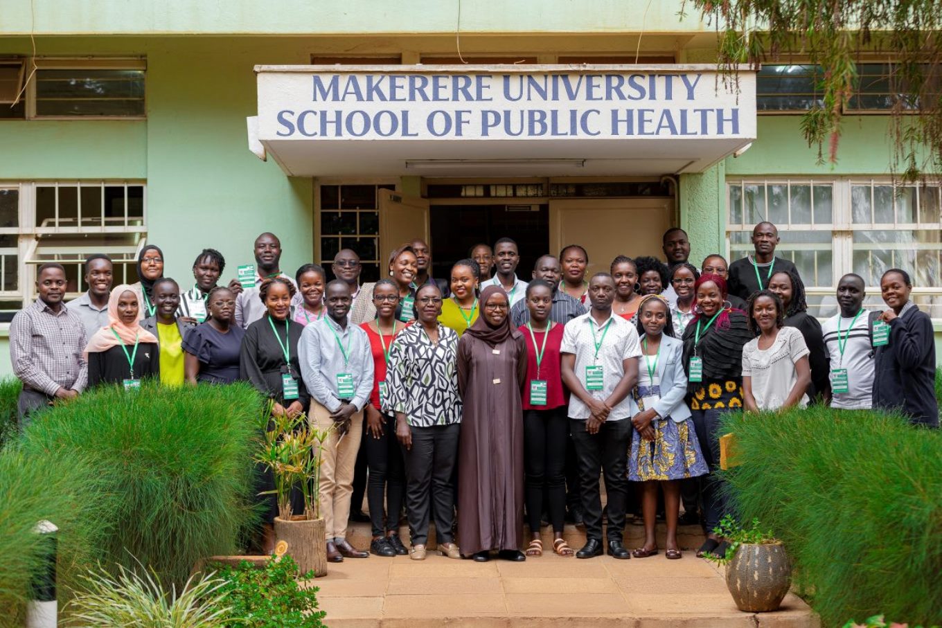 The heads of the Department of Journalism and Communication and the Department of Community Health and Behavioural Sciences (centre) with participants from the first cohort of the Health Communication short course at Makerere University. June 5, 2025. Intensive one-month course on Health Communication, first cohort June 5 to July 24, 2025, jointly offered by Makerere University School of Public Health (MakSPH)’s Department of Community Health and Behavioural Sciences (CHBS) and the Department of Journalism and Communication (DJC), School of Languages, Literature, and Communication (SLLC), co-designed in 2024 with support from the Rockefeller Foundation through Amref Health Africa, Kampala Uganda, East Africa.