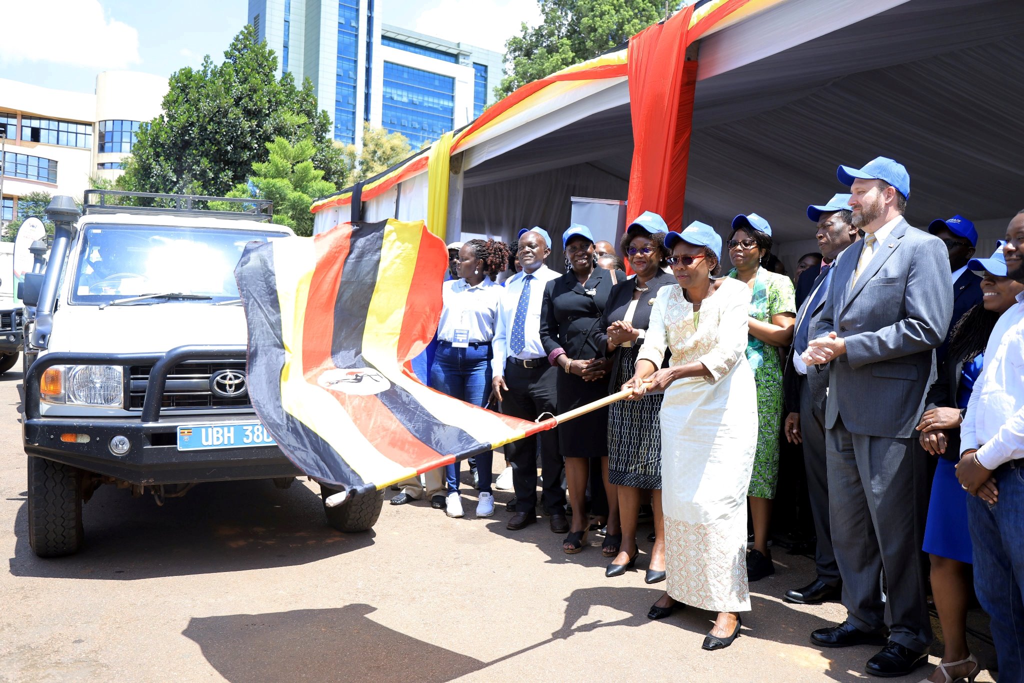 Dr. Jane Ruth Aceng, flagging off UPHIA 2025 field study teams in Kampala ahead of data collection starting early June. May 29th, 2025. Ministry of Health (MoH), with technical assistance from Makerere University School of Public Health (MakSPH), Uganda Bureau of Statistics (UBOS), Uganda Virus Research Institute (UVRI), and the U.S. Centers for Disease Control and Prevention (U.S. CDC), funded by the U.S. government through PEPFAR official launch of third Uganda Population-based HIV Impact Assessment (UPHIA 2025) survey, 29th May 2025, Kampala Uganda, East Africa.