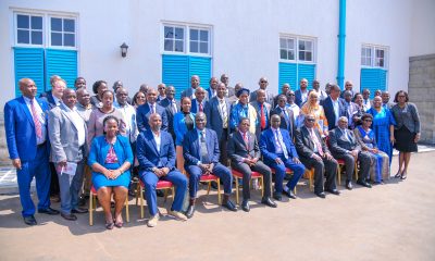 Members of the UVCF pose for a group photo with their host, Acting Vice Chancellor Prof. Buyinza Mukadasi (4th L) after the extraordinary sitting on 23rd June 2025. Extraordinary sitting of the Uganda Vice Chancellors Forum (UVCF) meeting to discuss Higher Education Access Certificate (HEAC) programme and Technical and Vocational Education and Training (TVET) Act, 2025, Senior Common Room, Makerere University, Kampala Uganda, East Africa on 23rd June 2025. Extraordinary sitting of the Uganda Vice Chancellors Forum (UVCF) meeting to discuss Higher Education Access Certificate (HEAC) programme and Technical and Vocational Education and Training (TVET) Act, 2025, Senior Common Room, Makerere University, Kampala Uganda, East Africa on 23rd June 2025.