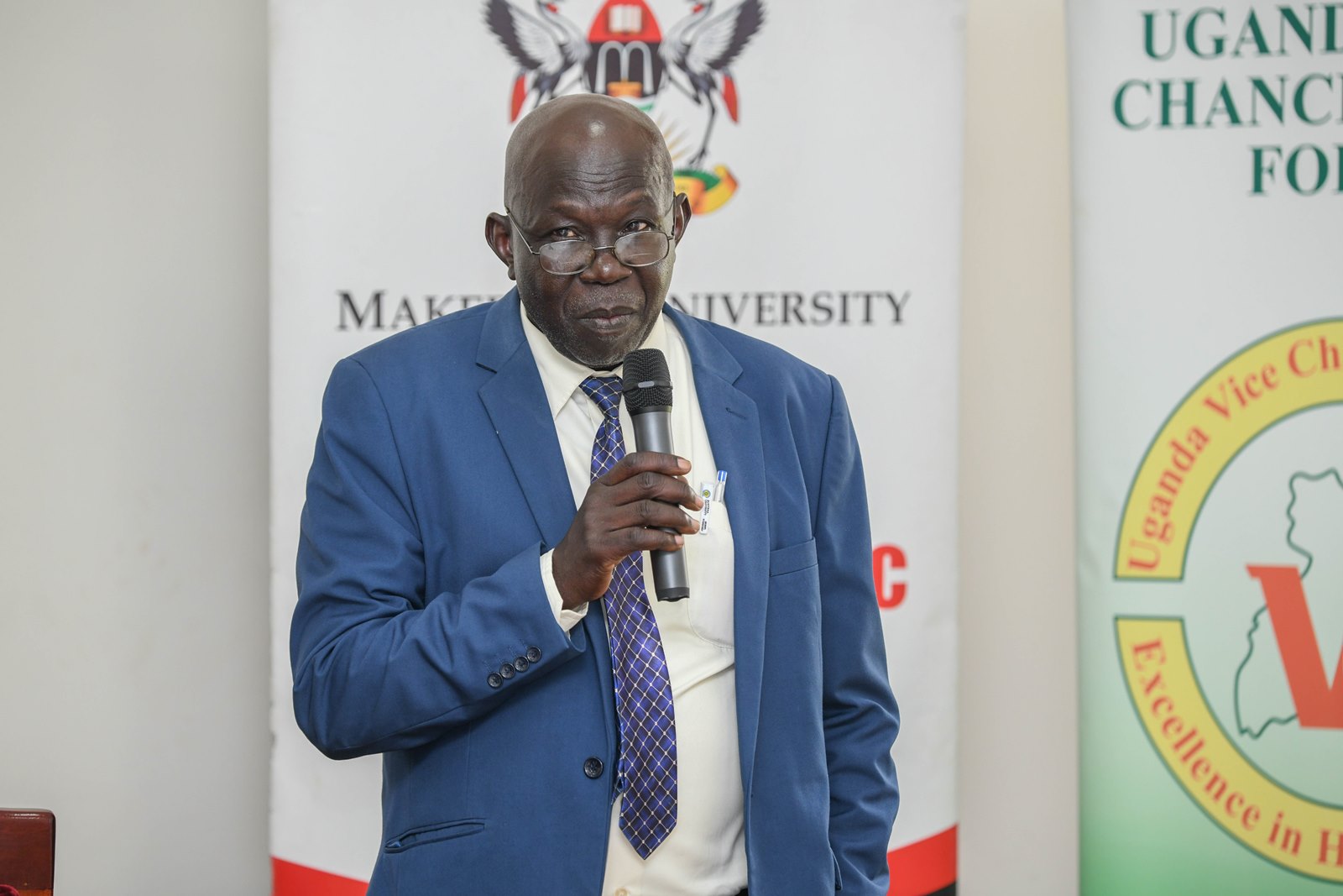 Prof. David Orema makes his presentation. Prof. Buyinza Mukadasi takes UVCF Members on a guided tour of reconstructed Main Building. Extraordinary sitting of the Uganda Vice Chancellors Forum (UVCF) meeting to discuss Higher Education Access Certificate (HEAC) programme and Technical and Vocational Education and Training (TVET) Act, 2025, Senior Common Room, Makerere University, Kampala Uganda, East Africa on 23rd June 2025.