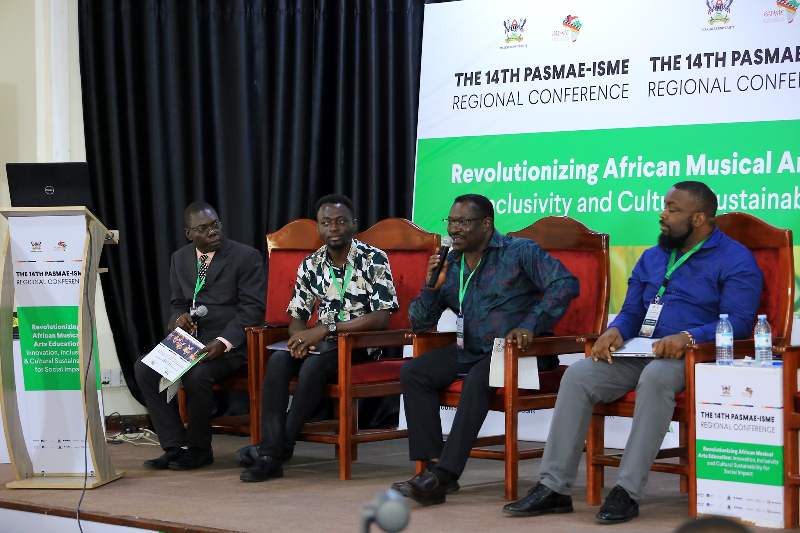 The Panel Discussion in session. 14th Pan-African Society for Music Arts Education (PASMAE) in partnership with the International Society for Music Education (ISME) Regional Conference bringing on board educators, researchers, performers, students, cultural practitioners, and policymakers from across the globe to revolutionize African musical arts education, Opening Ceremony, 1st July 2025, School of Food Technology, Nutrition and Bio-engineering Conference Hall, Makerere University, Kampala Uganda, East Africa.