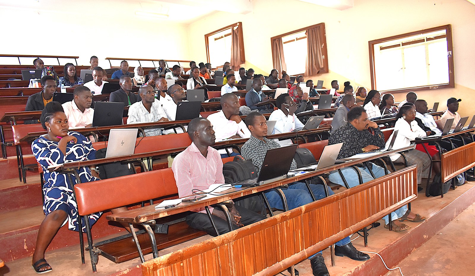 Graduate students at the training on Day One of the workshop held at the School of Agricultural Sciences, CAES. Agricultural Policy Research Centre (APRC), housed within the College of Agricultural and Environmental Sciences (CAES) two-day intensive training workshop on African Agriculture Adaptation Atlas (AAAA), 25th-26th June 2025, School of Agricultural Sciences, Makerere University, Kampala Uganda, East Africa 2nd July 2025.