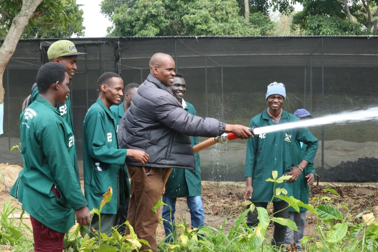 Mr. Aggrey Agaba, an entomologist from Masaka District, was recognized for his coordination and support throughout the training. College of Agricultural and Environmental Sciences (CAES) at Makerere University, Kampala Uganda, East Africa revitalization of internship programme for 51 students at Mbulamu Integrated Farm, Mpigi District and Green Valley Farm, Masaka District. Coordinators: Dr. Emmanuel Opolot, Dr. Gabriel Karubanga.