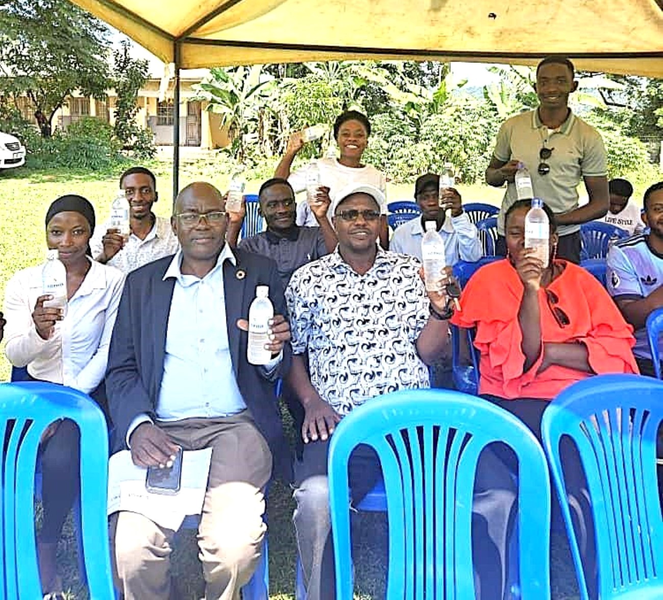 The team prepares to enjoy SophiA water during celebrations to mark the World Refrigeration Day at Buvuma Health Centre IV. European Union-funded Sustainable Off-Grid Solutions for Pharmacies and Hospitals in Africa (SophiA) Project, comprehensive Training of Trainers workshop, June 23 to 27, 2025, Conference Hall, School of Food Technology, Nutrition and Bioengineering (SFTNB), College of Agricultural and Environmental Sciences (CAES), Makerere University, Kampala Uganda, East Africa.