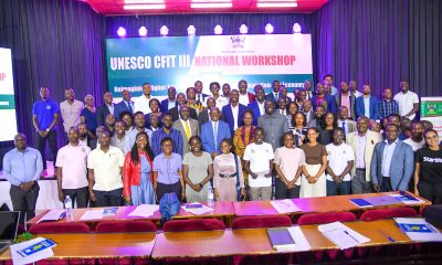 The Vice Chancellor-Prof. Barnabas Nawangwe (Centre) joins CFIT III National Workshop participants for a group photo on 29th July 2025. People's Republic of China funding to United Nations Educational, Scientific and Cultural Organization (UNESCO) to undertake China Funds In Trust (CFIT) project, CFIT III National Workshop, 29th July 2025, College of Engineering, Design, Art and Technology (CEDAT) Conference Hall, Makerere University, Kampala Uganda, East Africa.
