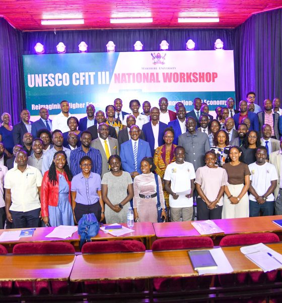 The Vice Chancellor-Prof. Barnabas Nawangwe (Centre) joins CFIT III National Workshop participants for a group photo on 29th July 2025. People's Republic of China funding to United Nations Educational, Scientific and Cultural Organization (UNESCO) to undertake China Funds In Trust (CFIT) project, CFIT III National Workshop, 29th July 2025, College of Engineering, Design, Art and Technology (CEDAT) Conference Hall, Makerere University, Kampala Uganda, East Africa.