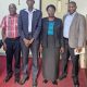 Left to Right: Dr. Alfred Buluma, Prof. Anthony Muwagga Mugagga (Principal), Associate Professor Josephine Esaete (Principal Investigator), and Dr. Michael Walimbwa in the Principal's Office on 24th July 2025. Team behind 1 million Euros grant to support the implementation of a research titled, Transitioning Higher Education Regulators and Universities to Competence Based Education in East and West Africa meeting Principal, College of Education and External Studies (CEES), 24th July 2025, Makerere University, Kampala Uganda, East Africa.
