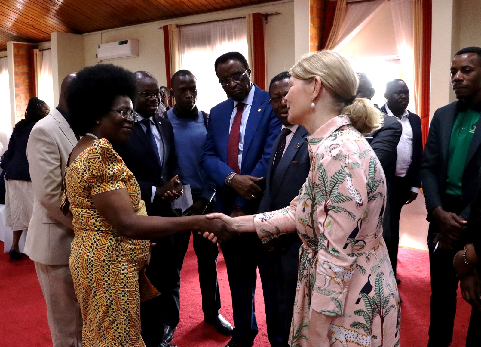 Hon. Dr. Monica Musenoro and Ambassador Maria Håkansson after the opening ceremony. 4th Cohort of Makerere University Inclusive Green Economy (IGE) Fellows—senior public servants from five key government institutions who completed a year-long training on green economic transformation focusing on reducing emissions in Uganda’s transport sector graduation and introduction of IGE Cohort 2025-2026, Kampala Kolping Hotel, East Africa 2nd July 2025.