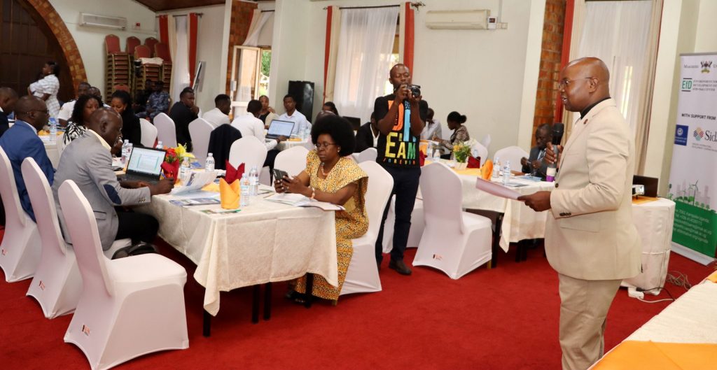 Prof. Edward Bbaale speaking to the participants. 4th Cohort of Makerere University Inclusive Green Economy (IGE) Fellows—senior public servants from five key government institutions who completed a year-long training on green economic transformation focusing on reducing emissions in Uganda’s transport sector graduation and introduction of IGE Cohort 2025-2026, Kampala Kolping Hotel, East Africa 2nd July 2025.