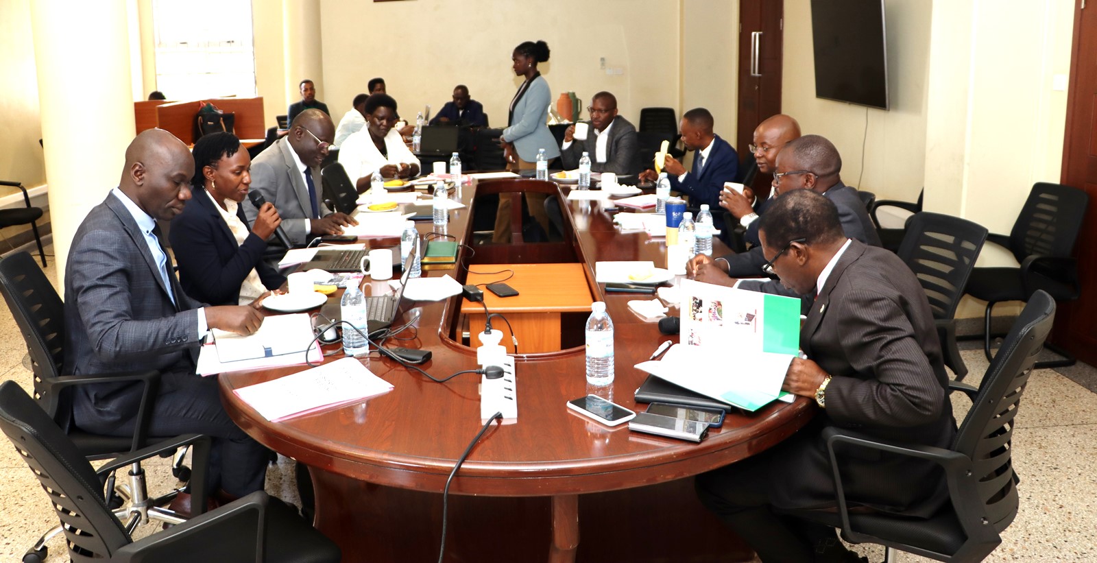 Members of the Advisory Board meeting in the EfD conference room at Makerere University. Environment for Development Initiative–Makerere University (EfD-Mak) Centre 2nd Advisory Board Meeting calls for expanded scope and sustainable funding for the center’s activities held 16th July 2025 at Yusuf Lule Central Teaching Facility, Kampala Uganda, East Africa.