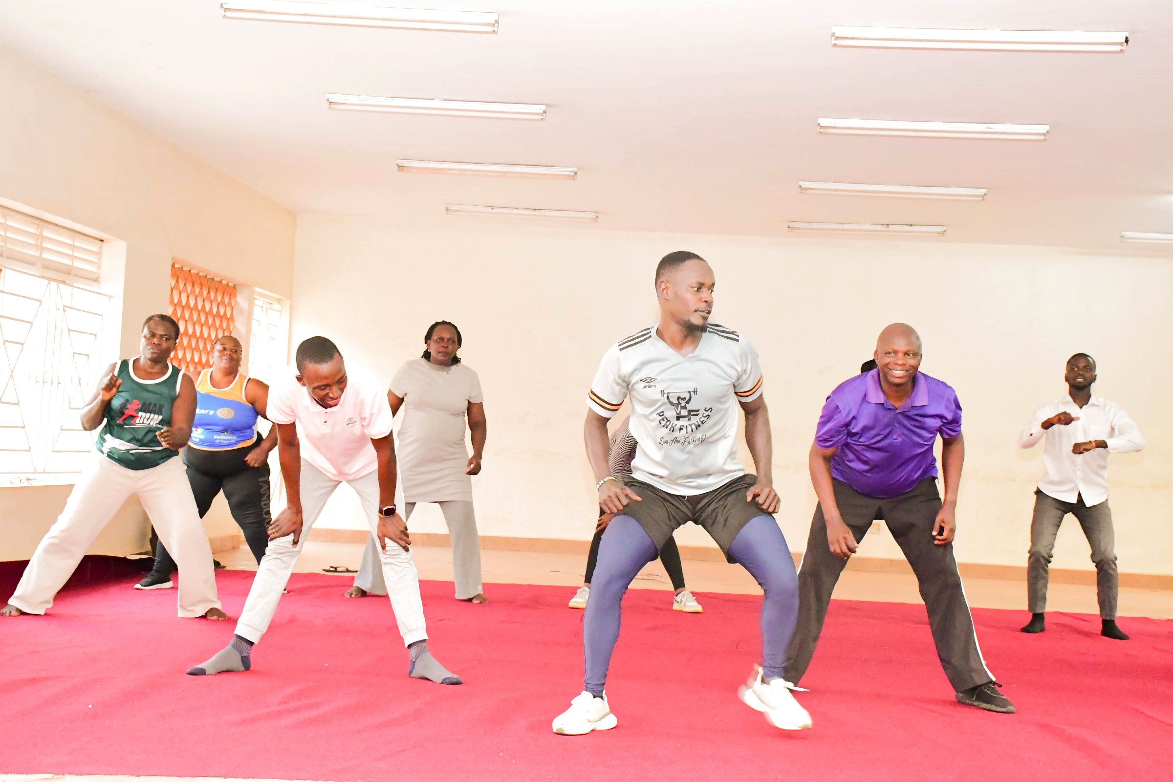 Deputy Principal, Associate Professor James Wokadala launches College of Business and Management Sciences (CoBAMS) physical fitness program to promote wellness, better health, team work and cohesion, Makerere University, Kampala Uganda, East Africa.
