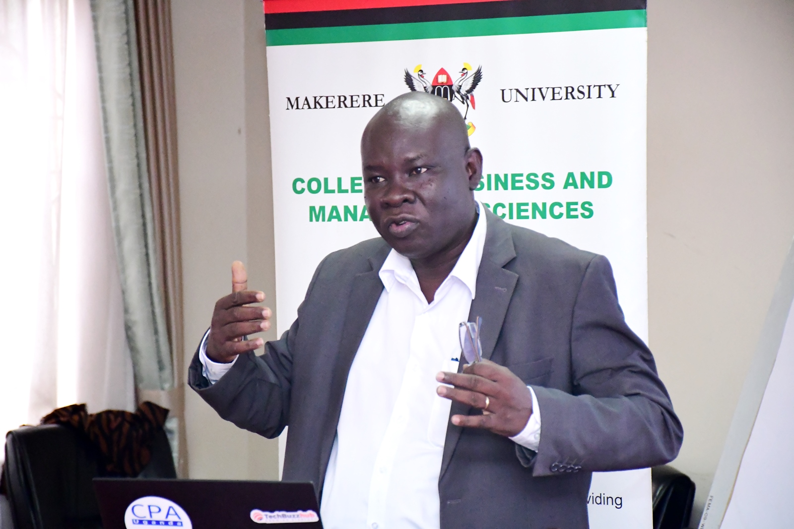 Associate Prof. Godfrey Akileng. School of Business, College of Business and Management Sciences (CoBAMS) five-day strategic leadership training for the first cohort of University managers, Day1-7th July 2025, Makerere University, Kampala Uganda, East Africa.