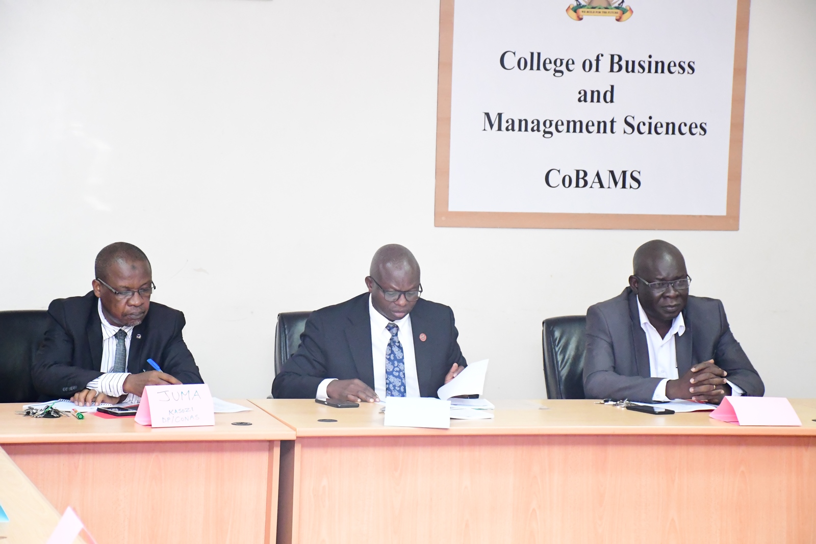 Some of the University leaders during the session. School of Business, College of Business and Management Sciences (CoBAMS) five-day strategic leadership training for the first cohort of University managers, Day1-7th July 2025, Makerere University, Kampala Uganda, East Africa.