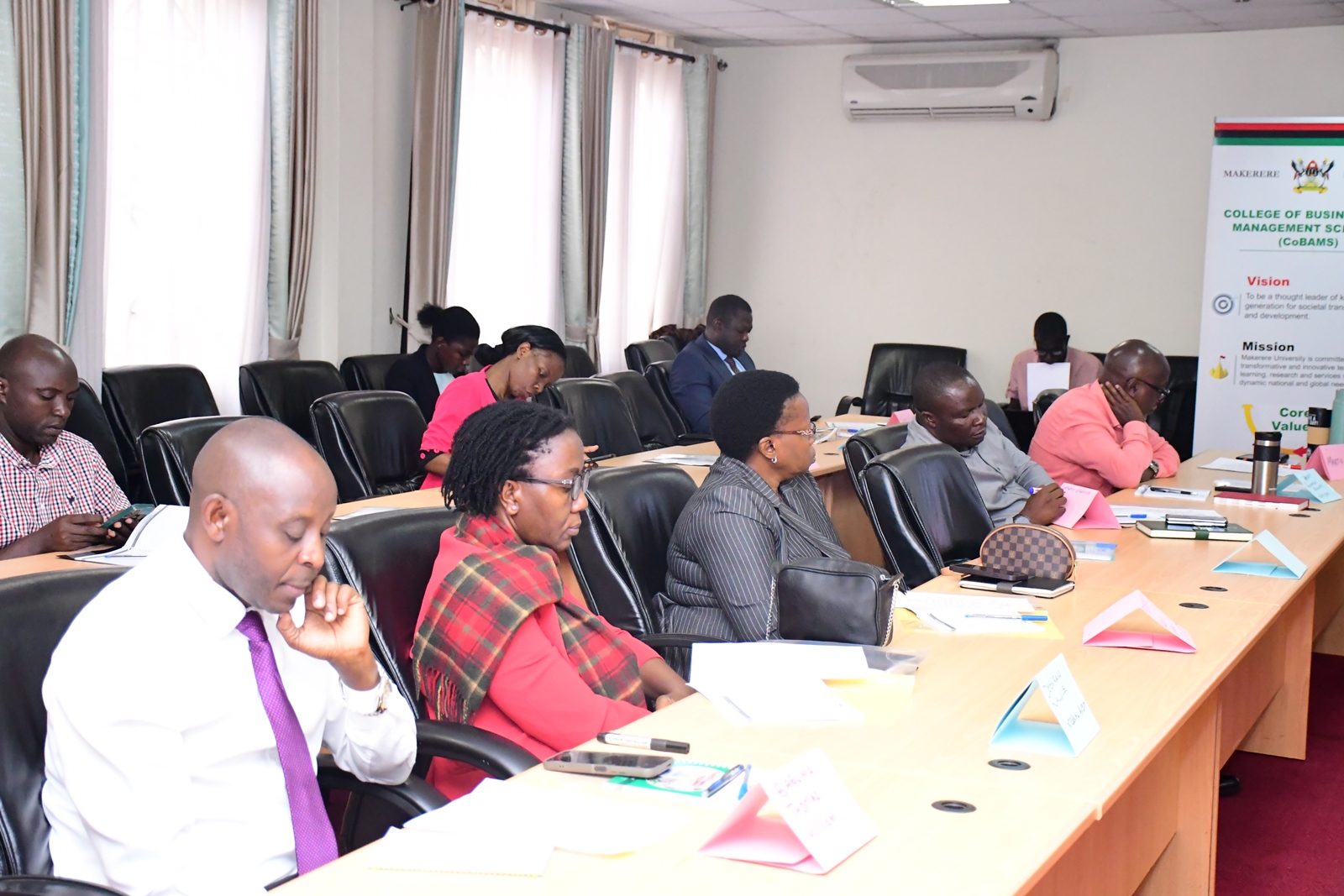 Some of the University managers attending the session. School of Business, College of Business and Management Sciences (CoBAMS) five-day strategic leadership training for the first cohort of University managers, Day1-7th July 2025, Makerere University, Kampala Uganda, East Africa.