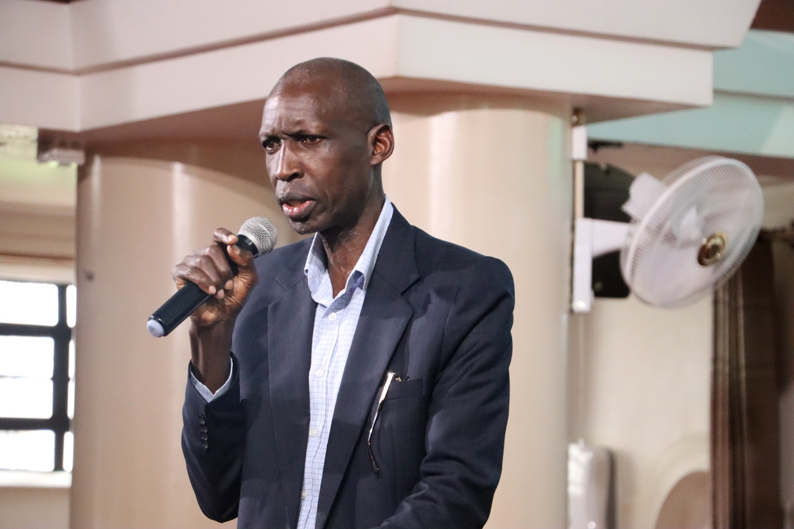 Prof. Anthony Muwagga Mugagga delivers the message on behalf of CEES. Funeral Service in honour Mr. Besweri Wandera, Assistant Lecturer, Department of Sports Science, College of Natural Sciences (CoNAS), 24th July 2025, St. Francis Chapel, Makerere University, Kampala Uganda, East Africa.