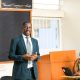 Professor Julius Kikooma, Acting Director of Graduate Training addresses staff at the School of Public Health, Mulago complex. Directorate of Graduate Training (DGT) and Directorate for ICT Support (DICTS) introduction of a prototype Research Information Management System (RIMS) backed by the Government of Uganda through the Makerere University Research and Innovation Fund (Mak-RIF), Lecture Room A, Makerere University School of Public Health, New Mulago Complex, Kampala Uganda, East Africa.