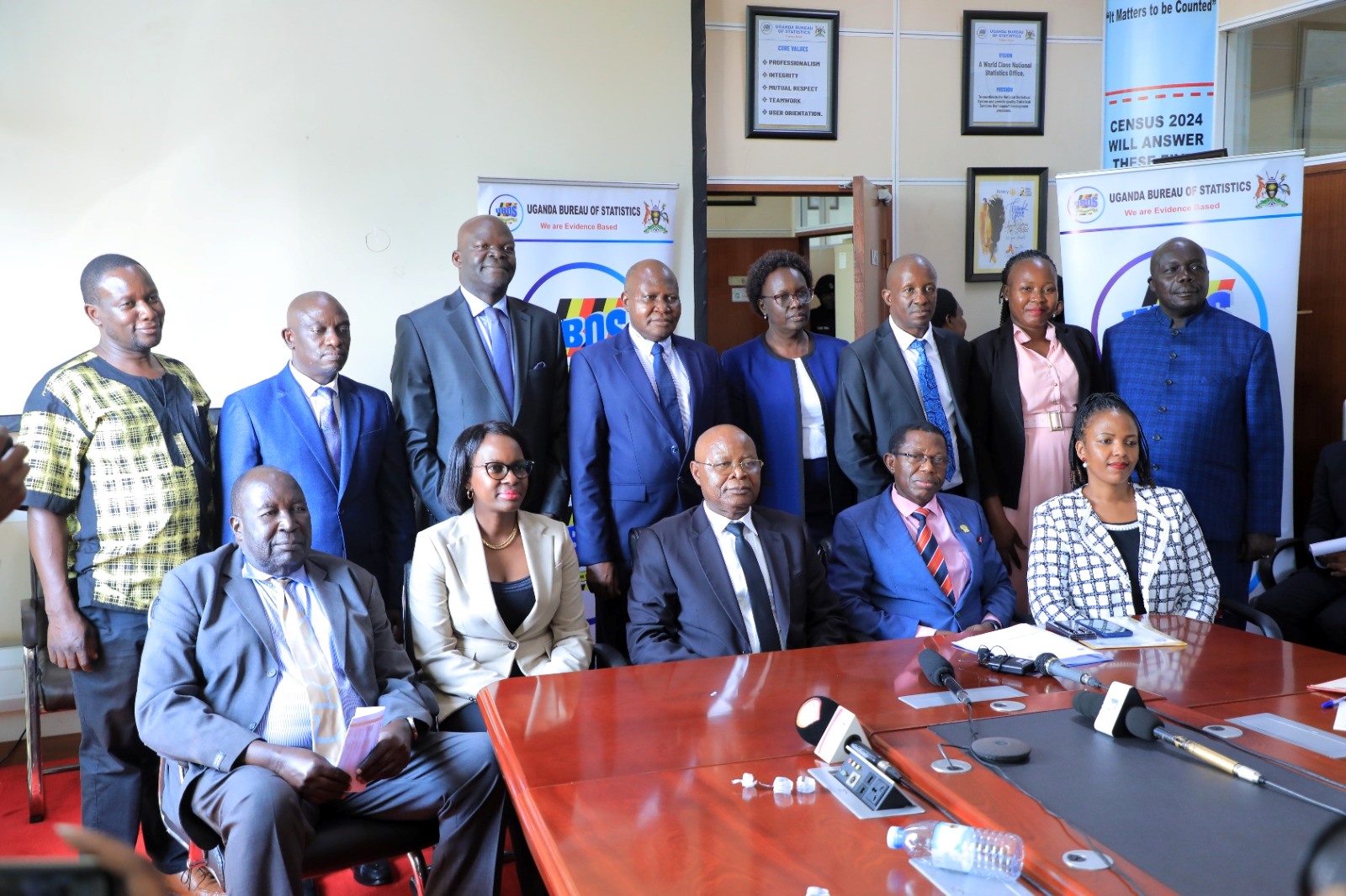 Vice Chancellors from government-funded institutions of higher learning that received the donation of tablets from UBOS. Makerere University receiving 700 digital tablets from the Uganda Bureau of Statistics (UBOS), aimed at enhancing statistical research, teaching, and data-driven decision-making across the institution, 30th June 2025, Kampala Uganda, East Africa.