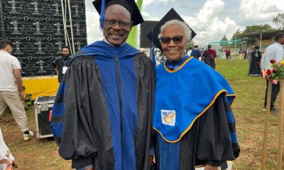Vice Chancellor stands with the first female student of Gondar University, Ethiopia at the 70th Anniversary celebrations