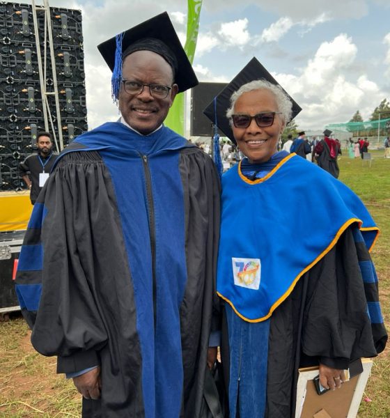 Vice Chancellor stands with the first female student of Gondar University, Ethiopia at the 70th Anniversary celebrations