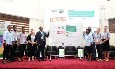 Vice Chancellor, Prof. Nawangwe, the Head of Grants Administration and Management Unit (GAMSU), Prof. Sylvia Tamusuza Nakimera Nnanyonga along side other officials at the launch