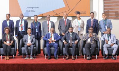 Participants of the KNOSA East Africa Learning Forum alongside members of the WHO Alliance for Health Policy and Systems Research in a group photo with Makerere University Vice Chancellor, Prof. Barnabas Nawangwe at the Forum meeting in Kampala, Uganda.