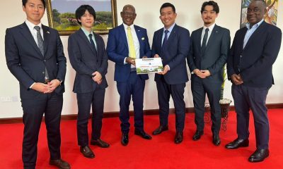 The Vice Chancellor, Prof. Barnabas Nawangwe, the Head Advancement office, Mr. Awel Uwihanganye with the delegation from AIBOS Company