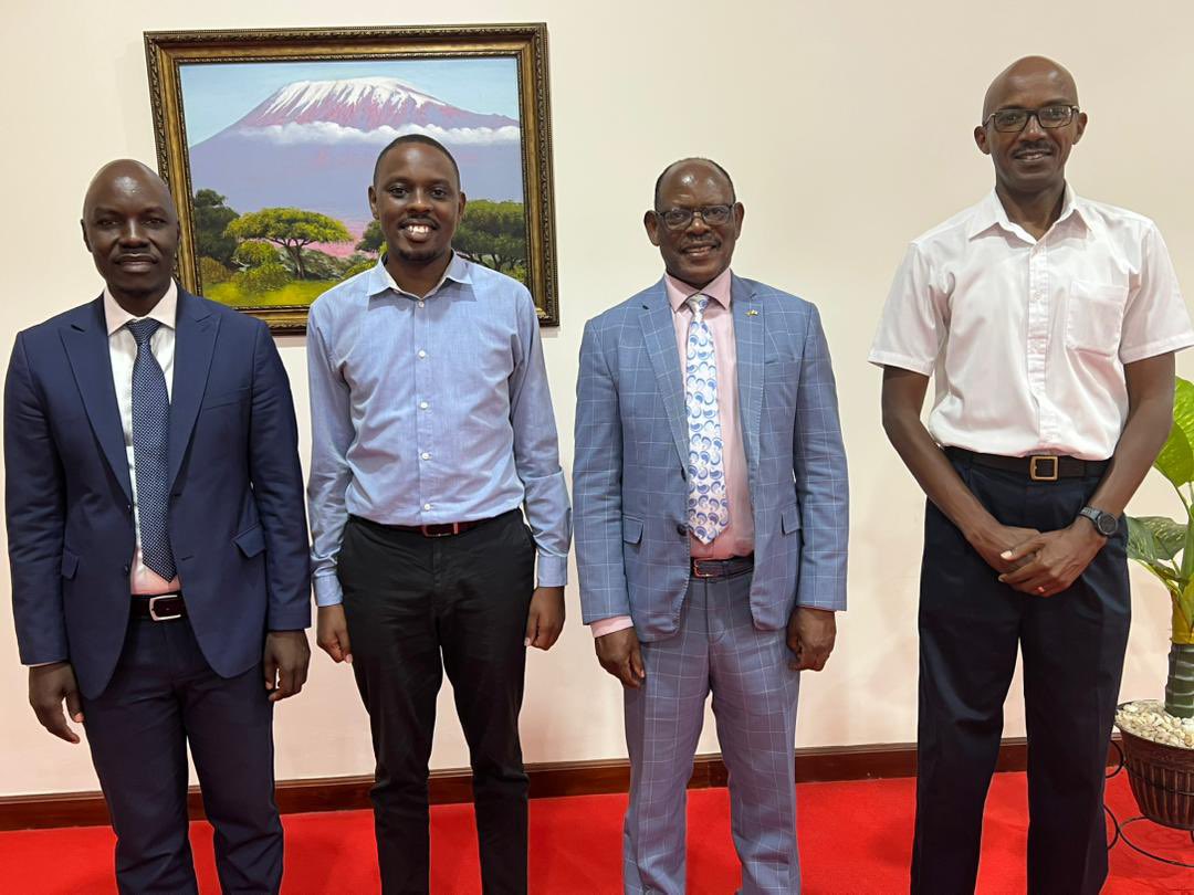 Prof. Barnabas Nawangwe, the Ag. Director Planning Mr. Emmanuel Kitamirike with the technical team