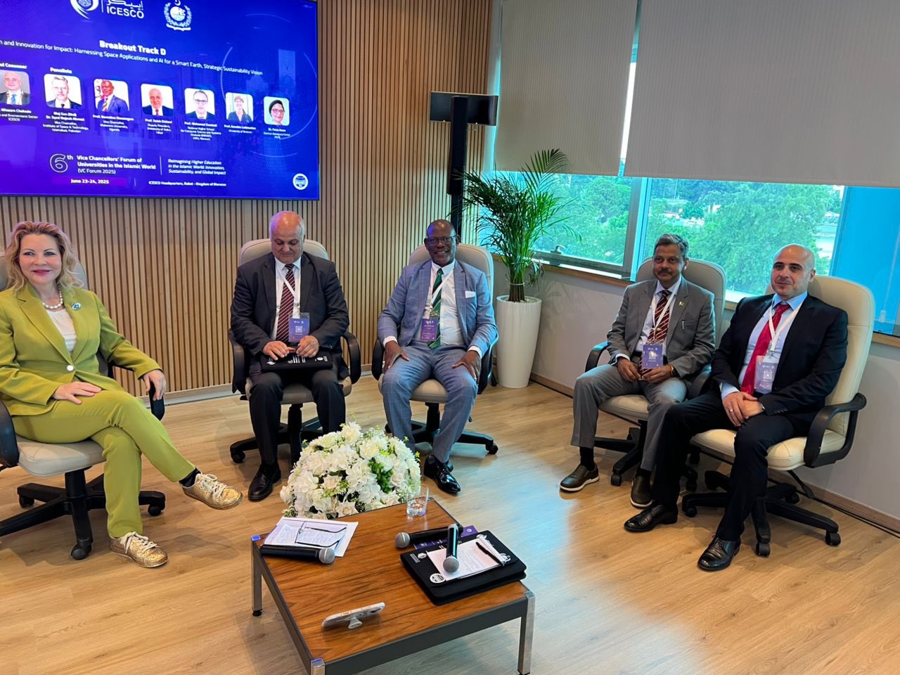 Prof. Barnabas Nawangwe with other panelists discussing Earth Observation and Artificial Intelligence in Rabat, Morocco