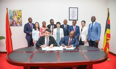 Vice Chancellor, Prof. Barnabas Nawangwe and President of Zhongshan Ophthalmic Center signing Memorandum of Understanding as other officials witness