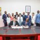 Vice Chancellor, Prof. Barnabas Nawangwe and President of Zhongshan Ophthalmic Center signing Memorandum of Understanding as other officials witness