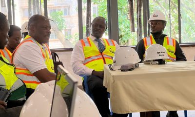 Prof. Barnabas Nawangwe (Third Right) in a site meeting with National Enterprise Corporation officials at Mary Stuart Hall