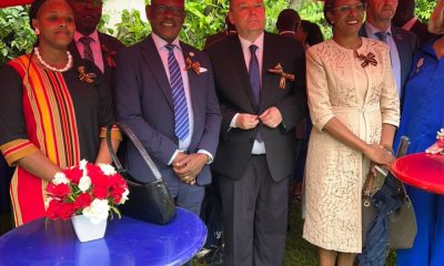 Vice Chancellor, Prof. Barnabas Nawangwe with other officials at the commemoration of the defeat of the Nazis in the Second World War