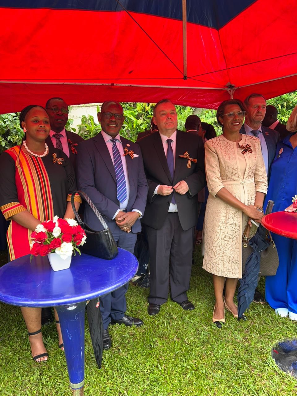 Vice Chancellor, Prof. Barnabas Nawangwe with other officials at the commemoration of the defeat of the Nazis in the Second World War