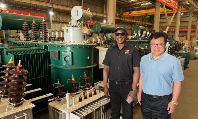 The Vice Chancellor with Mr. Hou Jianxiong at Orion Transformer Plant in Namanve
