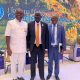 Prof. Charles Esimone (Left) ,Hon. Gabriel Changson Chang (center) with Prof. Barnabas Nawangwe at the 11th Africa Regional Forum at Speke Resort Munyonyo in Kampala