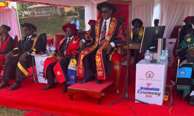 Front Line: The Vice Chancellor, Prof. Barnabas Nawangwe (R) along side other officials at MUBS graduation.