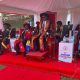 Front Line: The Vice Chancellor, Prof. Barnabas Nawangwe (R) along side other officials at MUBS graduation.