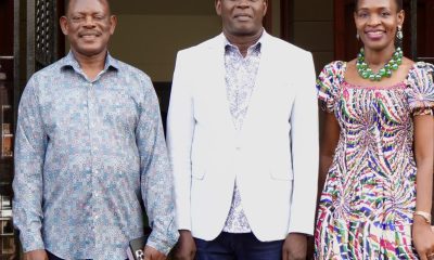 Prof. Barnabas Nawangwe with Pr. Robert Kayanja and another official