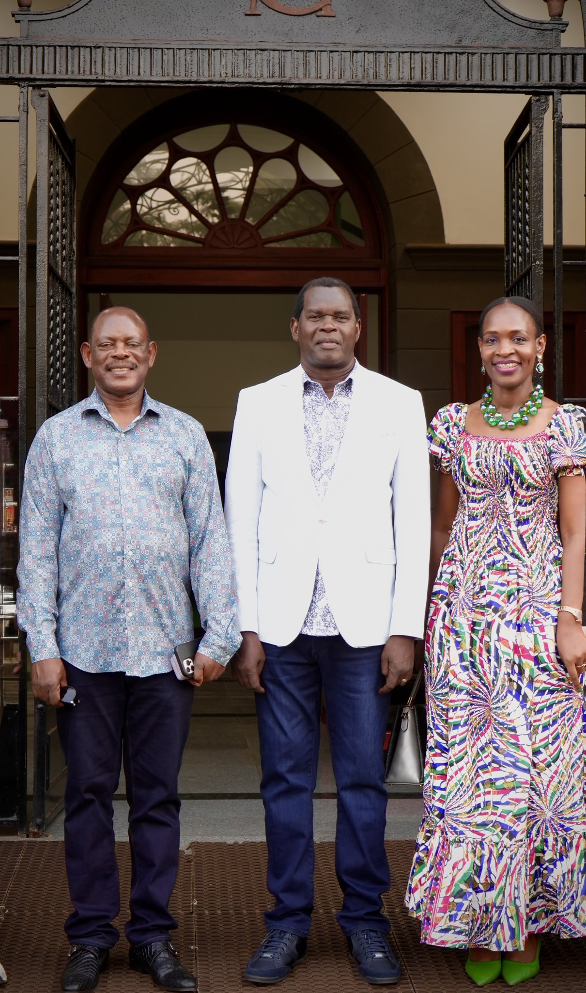Prof. Barnabas Nawangwe with Pr. Robert Kayanja and another official