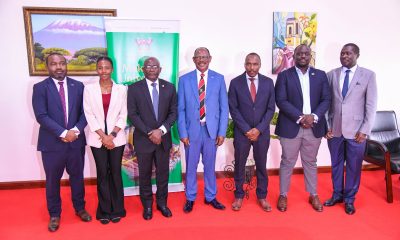 The Vice Chancellor, Prof. Barnabas Nawangwe (C) along side members of the Board during a meeting at Makerere University.