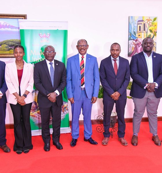 The Vice Chancellor, Prof. Barnabas Nawangwe (C) along side members of the Board during a meeting at Makerere University.
