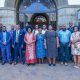 Prof. Barnabas Nawangwe (3rd Left) with Hon. Dr. Monica Musenero (4th Left) alongside other officials at Makerere