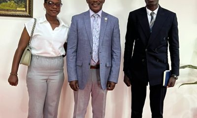 Prof. Barnabas Nawangwe (Center) with Murungi Joseph (Right) and Nyonyozi Sharon (Left) of the Makerere University Guild Electoral Commission