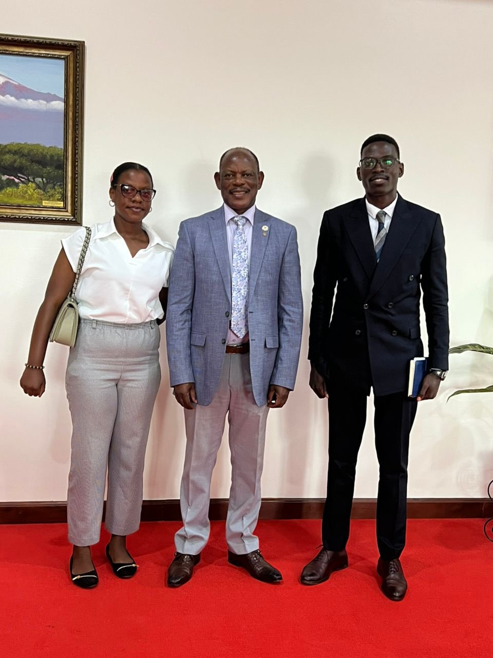 Prof. Barnabas Nawangwe (Center) with Murungi Joseph (Right) and Nyonyozi Sharon (Left) of the Makerere University Guild Electoral Commission