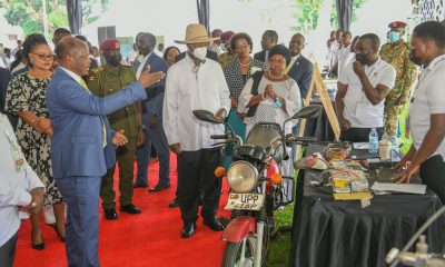His Excellency President Yoweri Kaguta Museveni Inspecting one of the stalls at the Research and Innovations Week