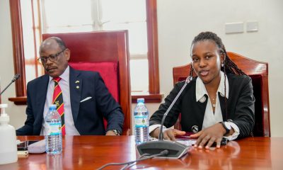 The Vice Chancellor, Prof. Barnabas Nawangwe with the Shadow Vice Chancellor at a meeting with consutants from Travaco Ltd