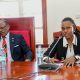 The Vice Chancellor, Prof. Barnabas Nawangwe with the Shadow Vice Chancellor at a meeting with consutants from Travaco Ltd