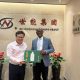 The Vice Chancellor, Prof. Barnabas Nawangwe (R) along side another official in China.