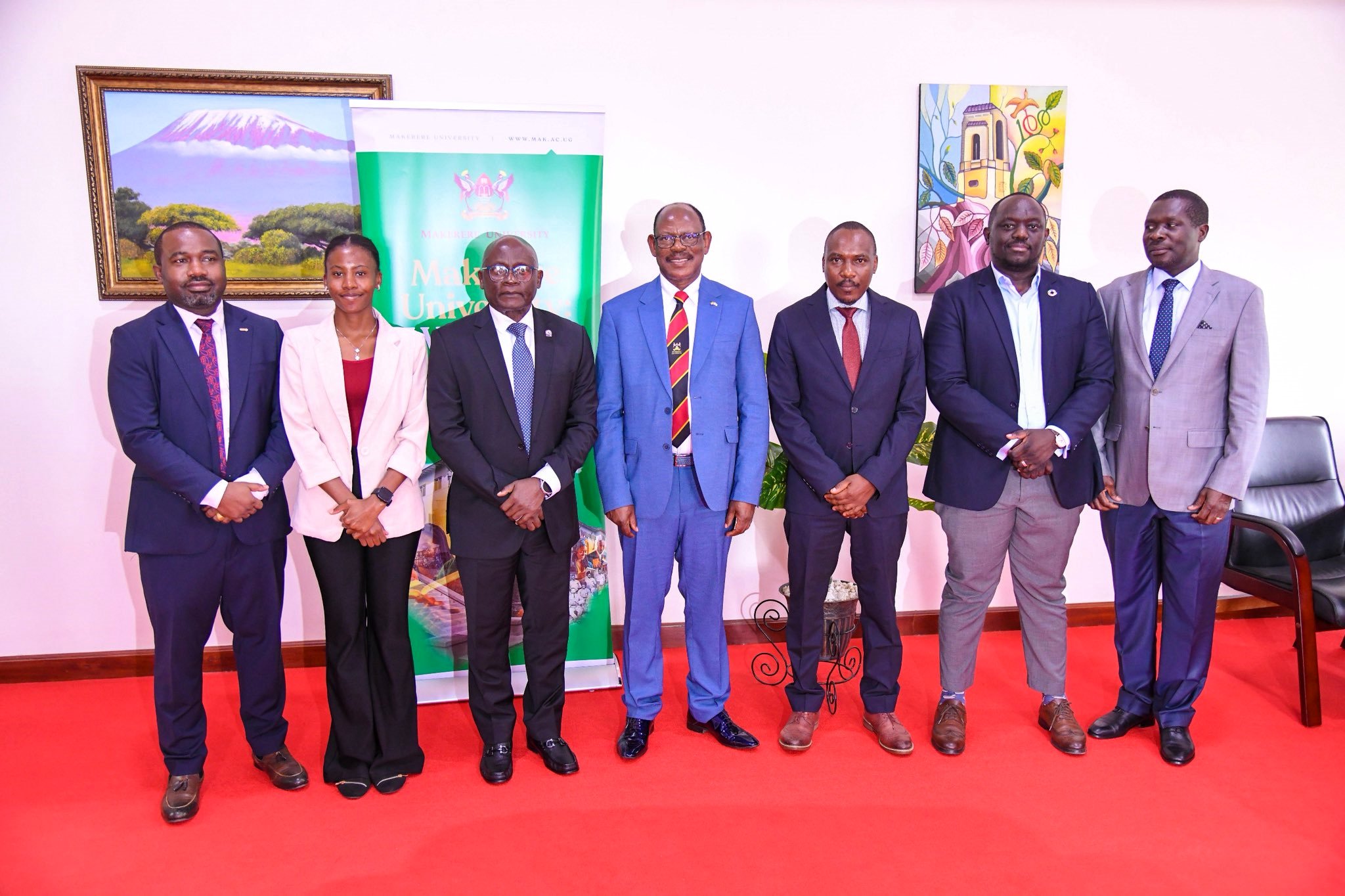 The Vice Chancellor, Prof. Barnabas Nawangwe (Centre) with the Chair-Prof. Winston Tumps Ireeta (3rd Right) and MUTIC Advisory Board Members Left to Right: Mr. Japheth Kawanguzi, Ms. Rhinah Akankunda, Dr. Peter Kimbowa, Dr. David Gonahasa, and Dr. Ivan Engoru after the inauguration on 24th July 2025. Official inauguration of the Advisory Board of Makerere University Technology and Innovation Centre (MUTIC) by the Vice Chancellor, Prof. Barnabas Nawangwe,24th July 2025, Main Building, Kampala Uganda, East Africa.