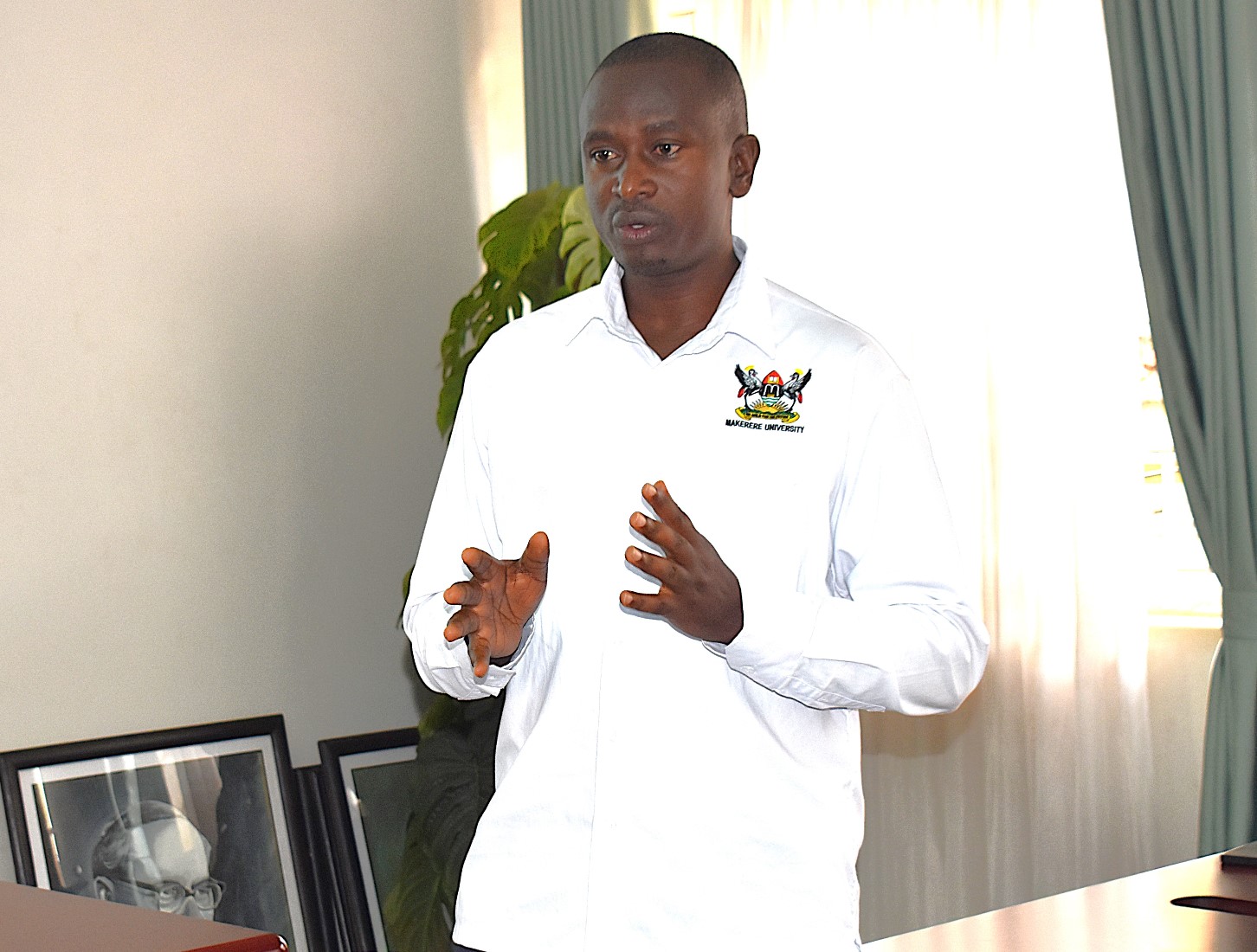 Mr. Ephraim Nuwamanya shared insights into the ongoing research activities MAKCSID, particularly focused on developing climate-resilient soybean varieties. Inception meeting for Healthy Soy Project Funded by the Danish Ministry of Foreign Affairs through DANIDA, to develop sustainable, affordable, and nutritious soy-based food solutions to help combat stunting in Uganda and other climate-vulnerable regions, 15th August 2025, College of Agricultural and Environmental Sciences (CAES), Makerere University, Kampala Uganda, East Africa.
